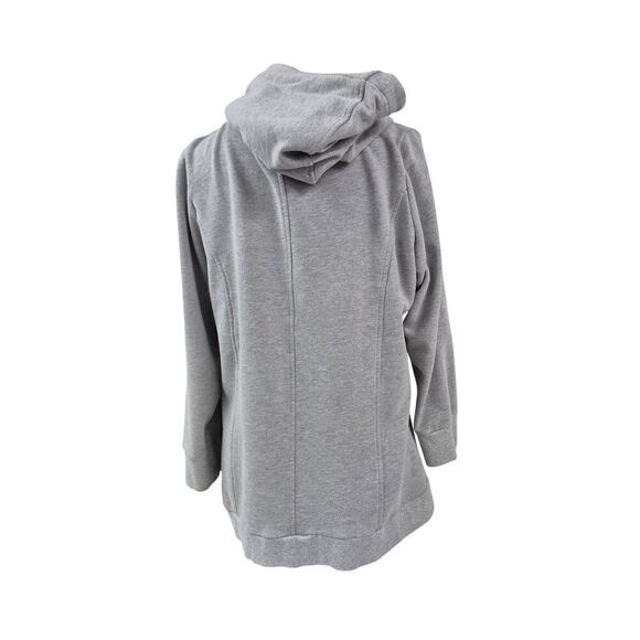 Neiman Marcus Grey Zip-Up Hoodie Gold Hardware asymmetrical design Sz XL - Picture 2 of 6